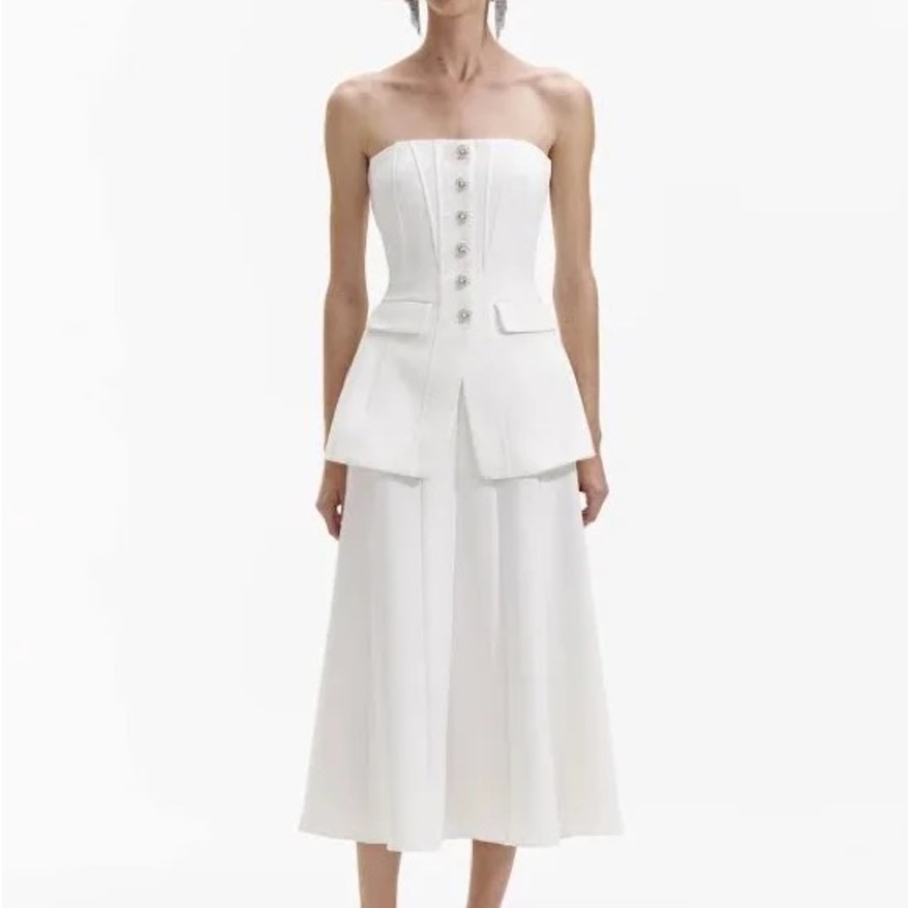 Self Portrait Bandeau Crepe Midi Dress